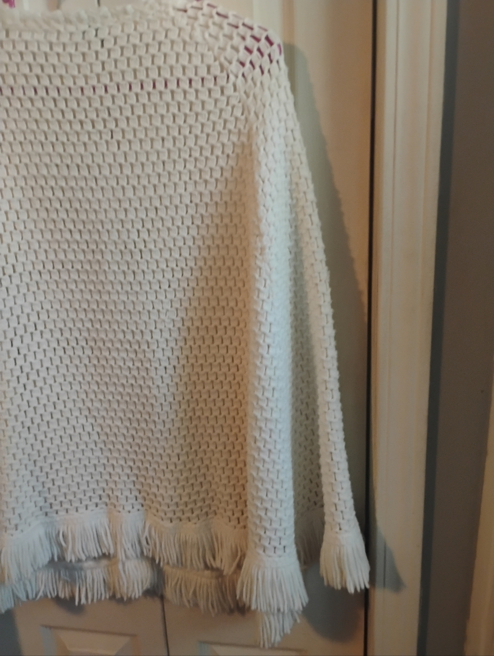 Lane Bryant Cream Open-Weave Fringe Button Cardigan - Picture 8 of 9